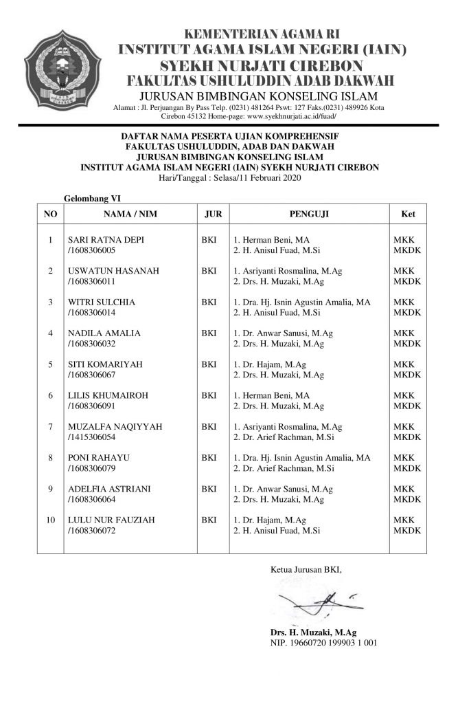 Jadwal Komprehensif 11Feb