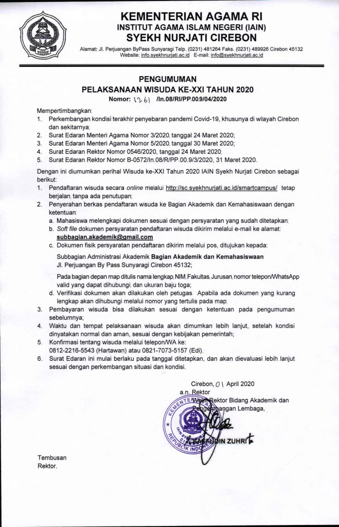 pengumuman pendaftaran wisuda XXI tanggal 01 april-1