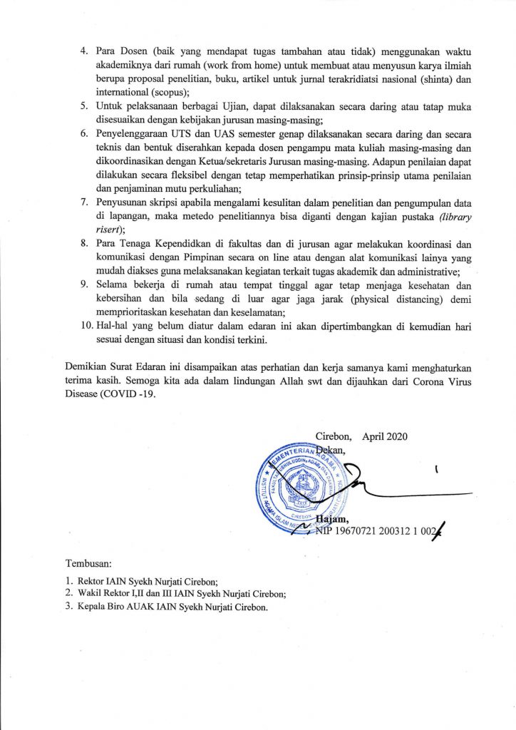 Surat Edaran Dekan F.UAD 1 April 2020-2