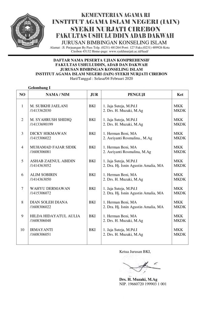 Jadwal Komprehensif 4Feb