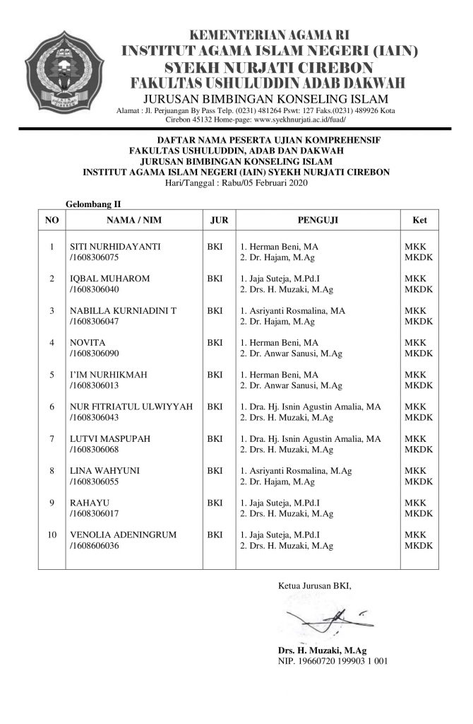Jadwal Komprehensif 5Feb