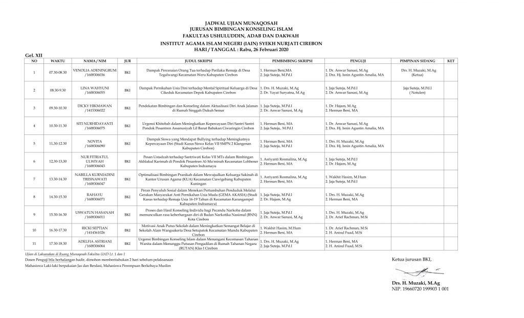 JADWAL MUNAQOSAH 26Feb